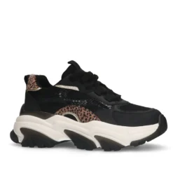Zwarte sneakers met leopard print