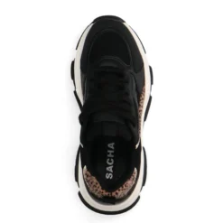 Zwarte sneakers met leopard print