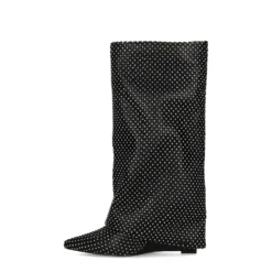 Zwarte strass laarzen met flap
