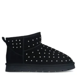 Zwarte suède enkelboots met studs