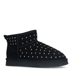 Zwarte suède enkelboots met studs