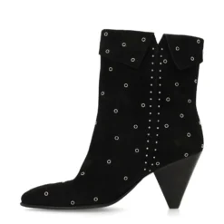 Zwarte suède enkellaarsjes met studs