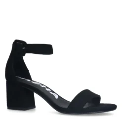 Zwarte suède sandalen met blokhak