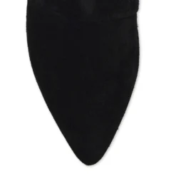 Zwarte suède slouchy enkellaarsjes met franjes