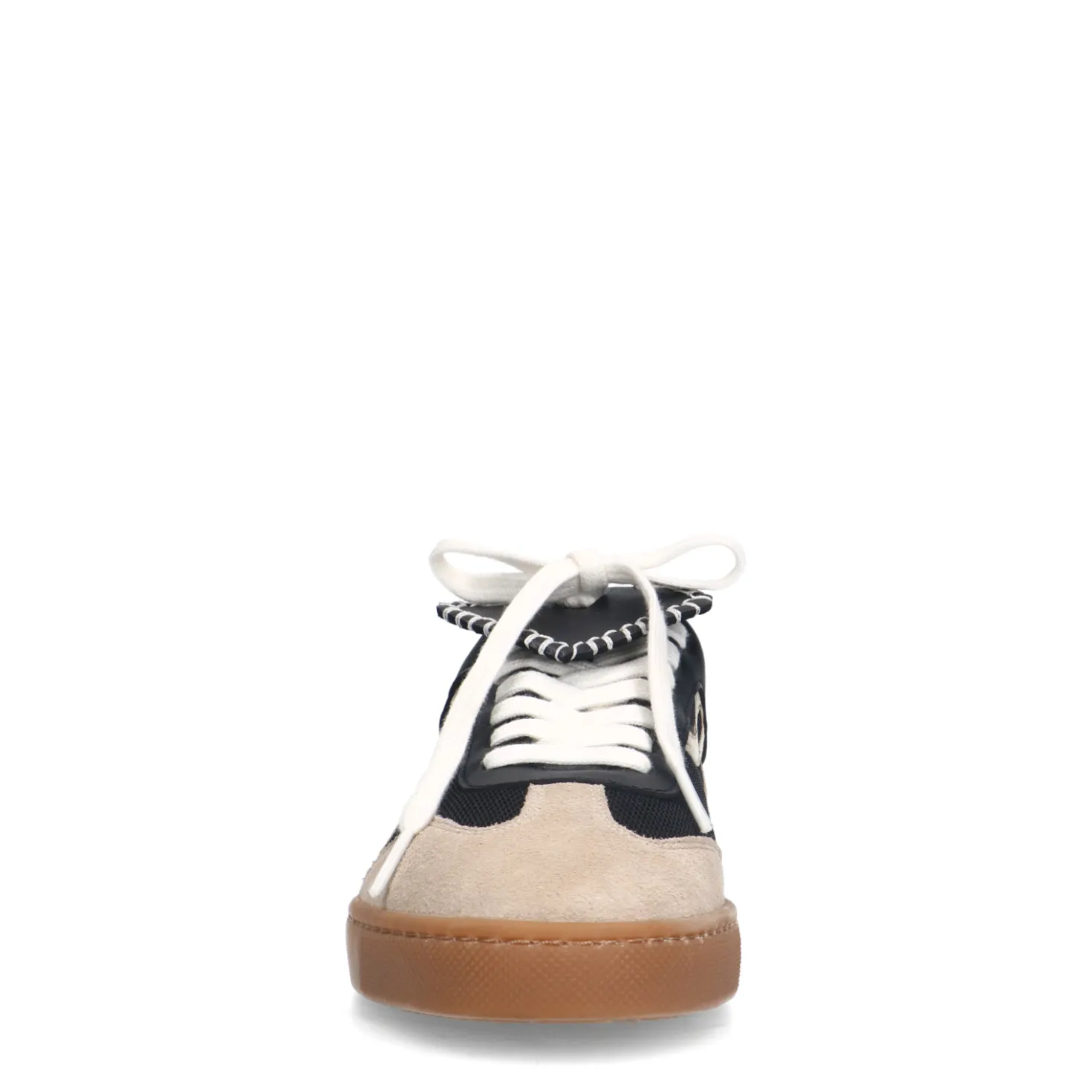 Zwarte suède sneakers met gouden details